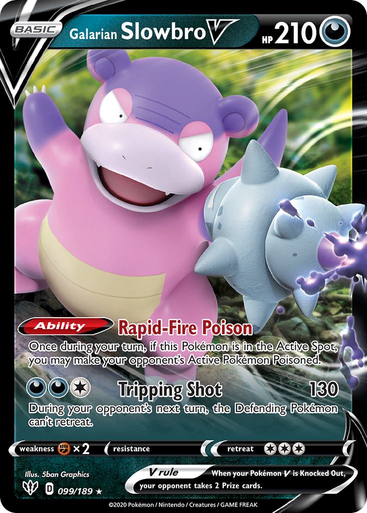 Galarian Slowbro V 99 Rare Holo V card from Darkness Ablaze