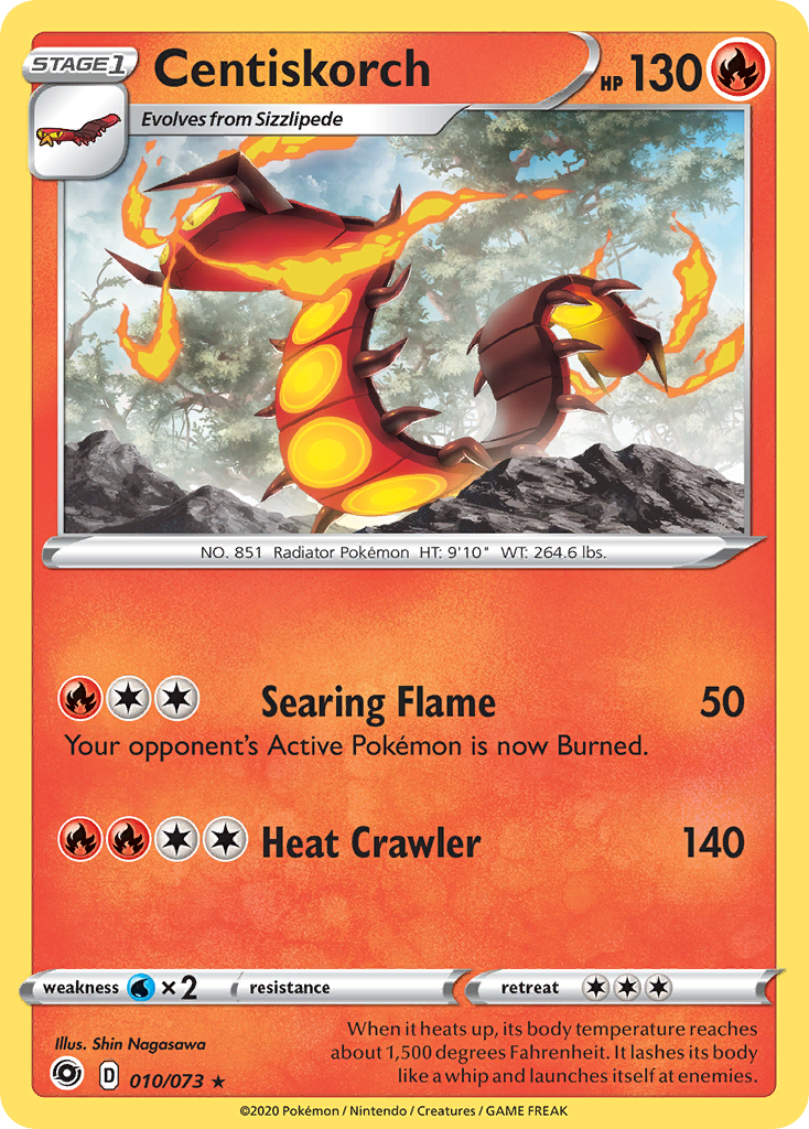 Centiskorch 10 Rare Holo card from Champion's Path