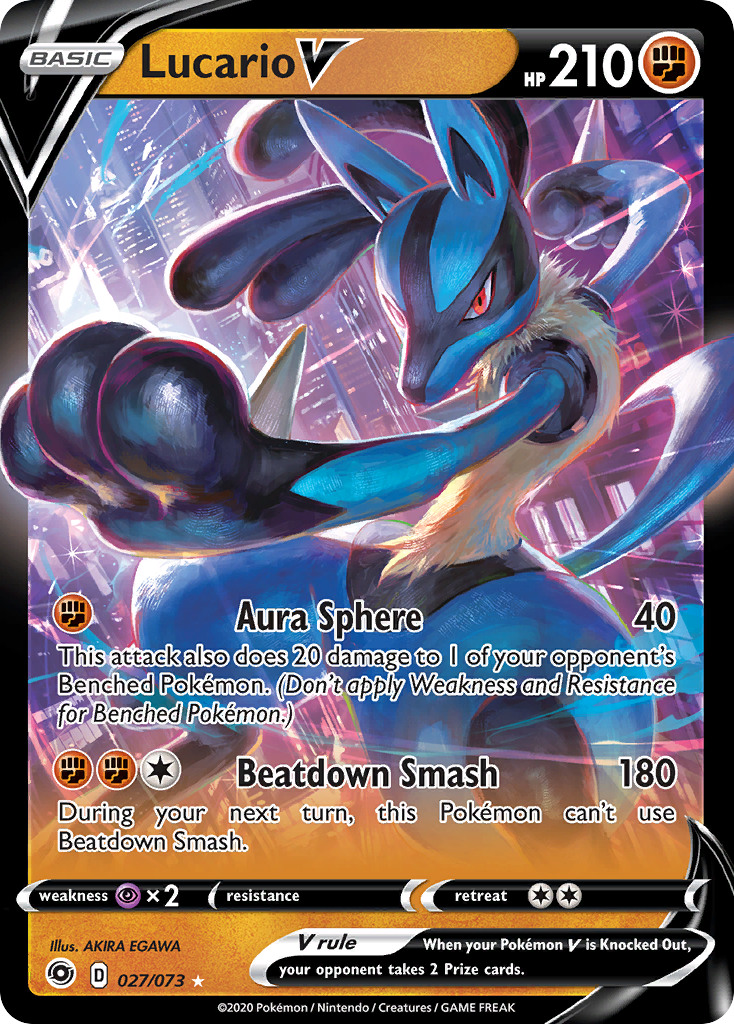 Lucario V 27/73 Rare Holo V card from Champion's Path
