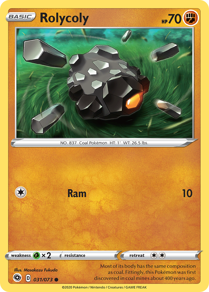 Rolycoly 31 Common card from Champion's Path