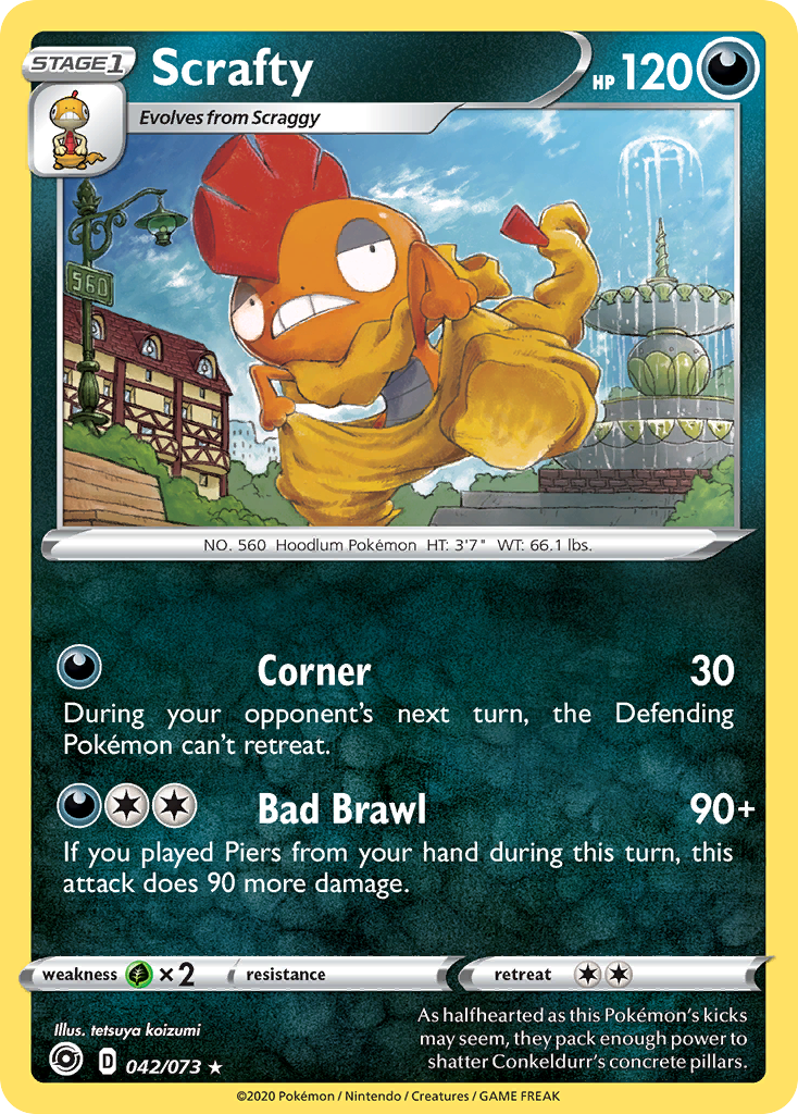 Scrafty 42 Rare Holo card from Champion's Path