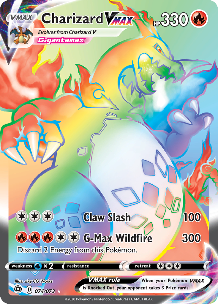 Charizard VMAX 74/73 Rare Rainbow card from Champion's Path