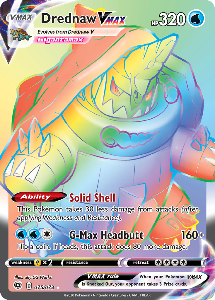 Drednaw VMAX 75 Rare Rainbow card from Champion's Path