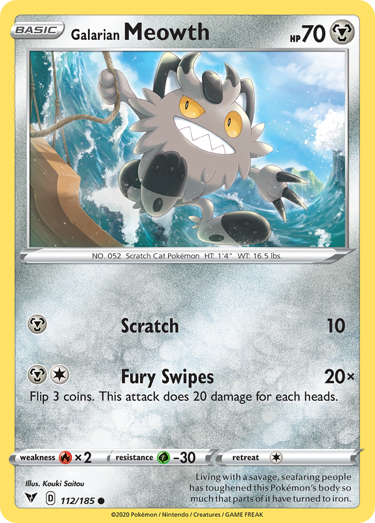 Galarian Meowth 112 Common card from Vivid Voltage