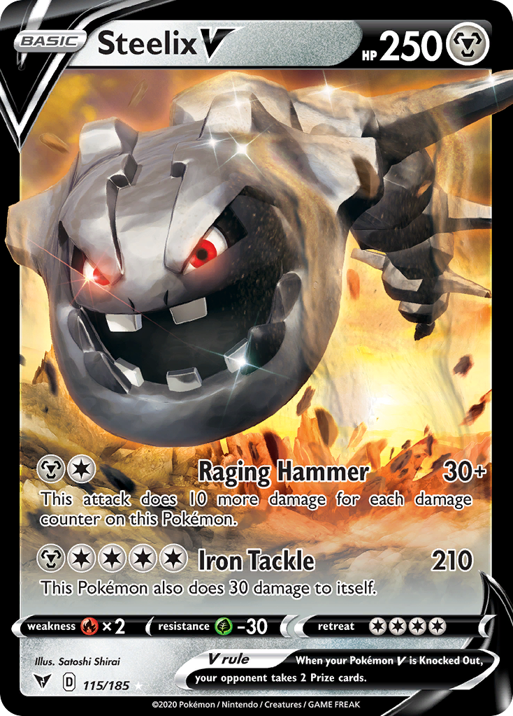 Steelix V 115/185 Rare Holo V card from Vivid Voltage