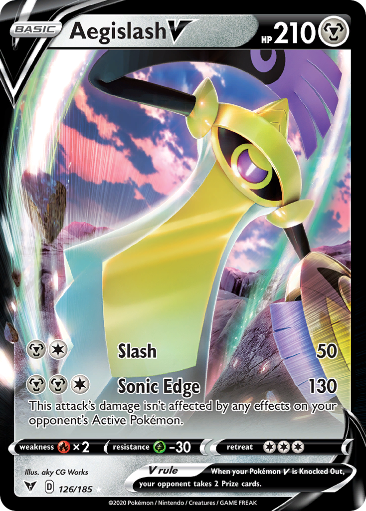 Aegislash V 126 Rare Holo V card from Vivid Voltage