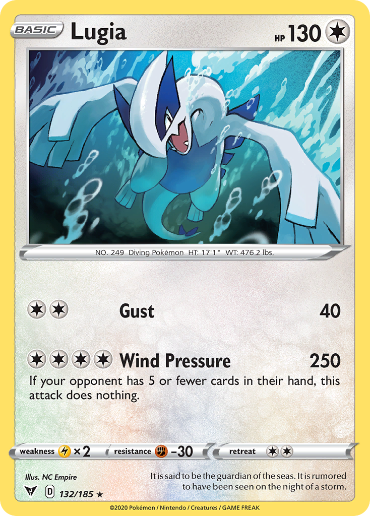 Lugia 132 Rare Holo card from Vivid Voltage