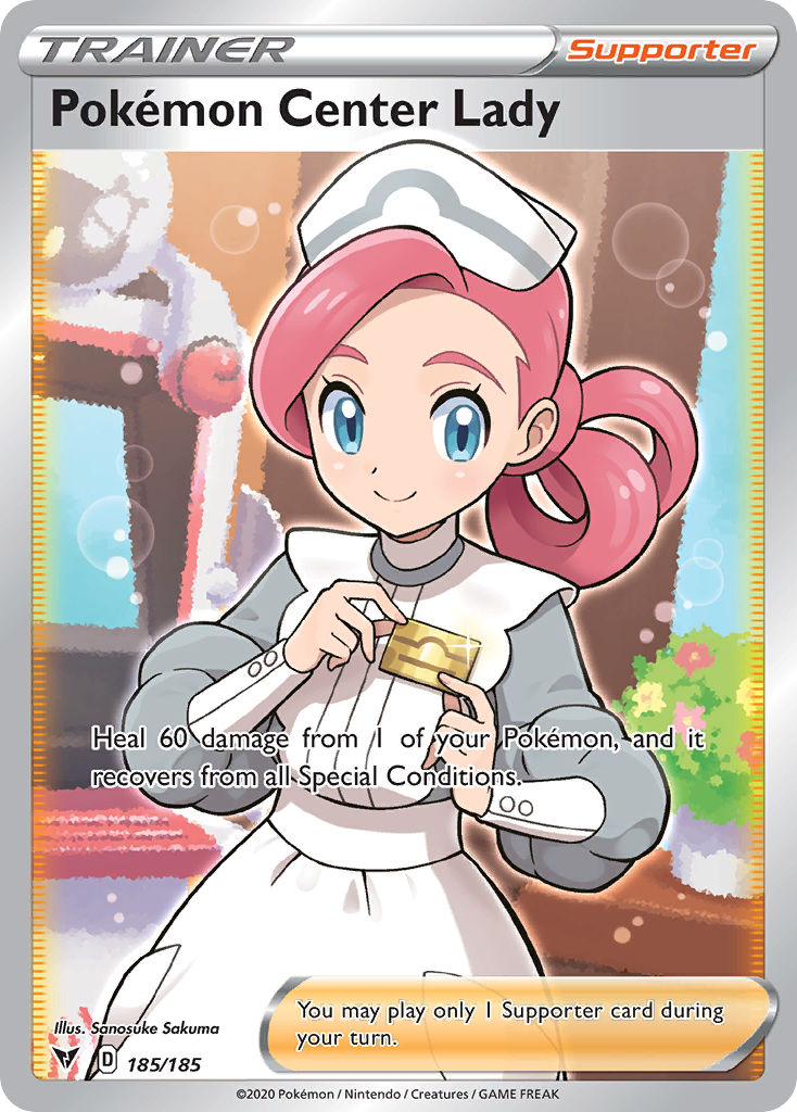 Pokémon Center Lady 185 Rare Ultra card from Vivid Voltage