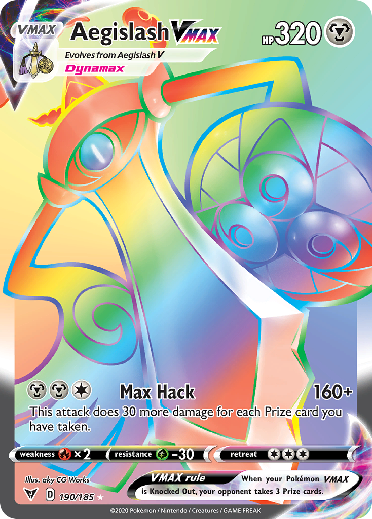 Aegislash VMAX 190/185 Rare Rainbow card from Vivid Voltage