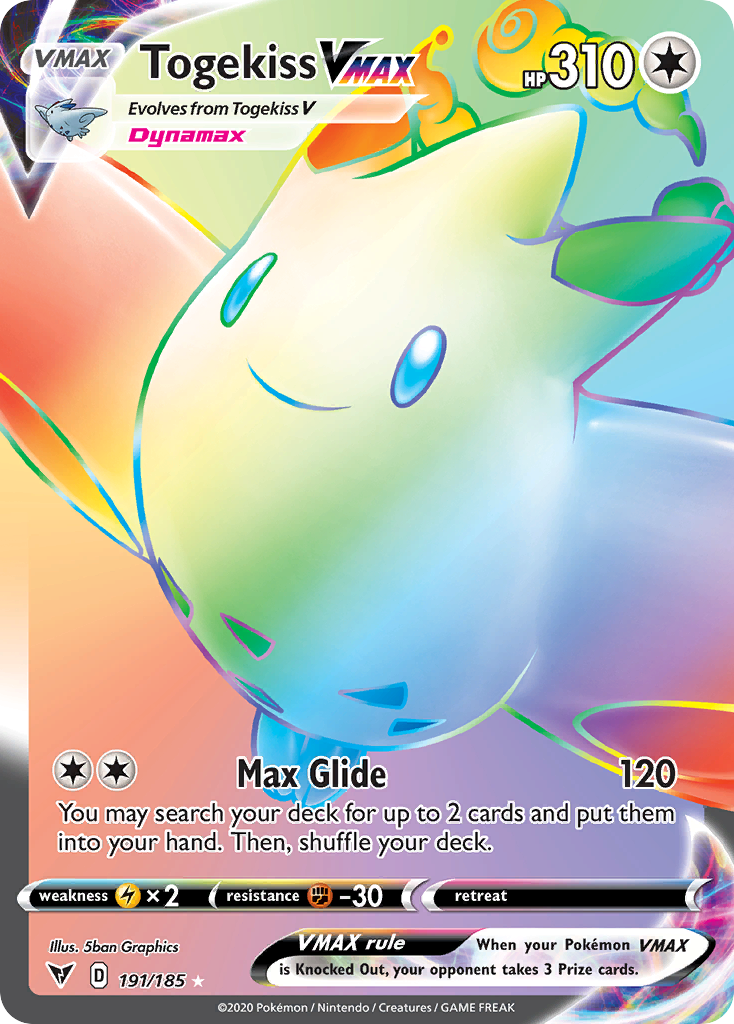 Togekiss VMAX 191 Rare Rainbow card from Vivid Voltage