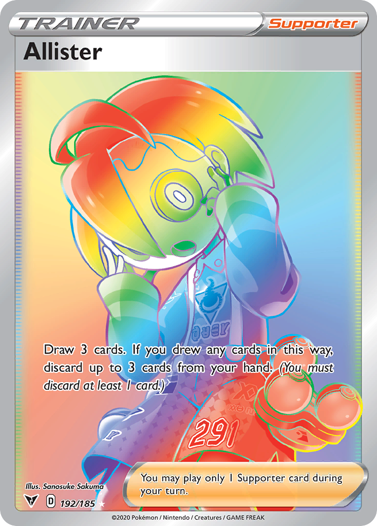 Allister 192/185 Rare Rainbow card from Vivid Voltage