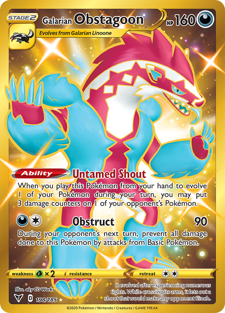 Galarian Obstagoon 198 Rare Secret card from Vivid Voltage