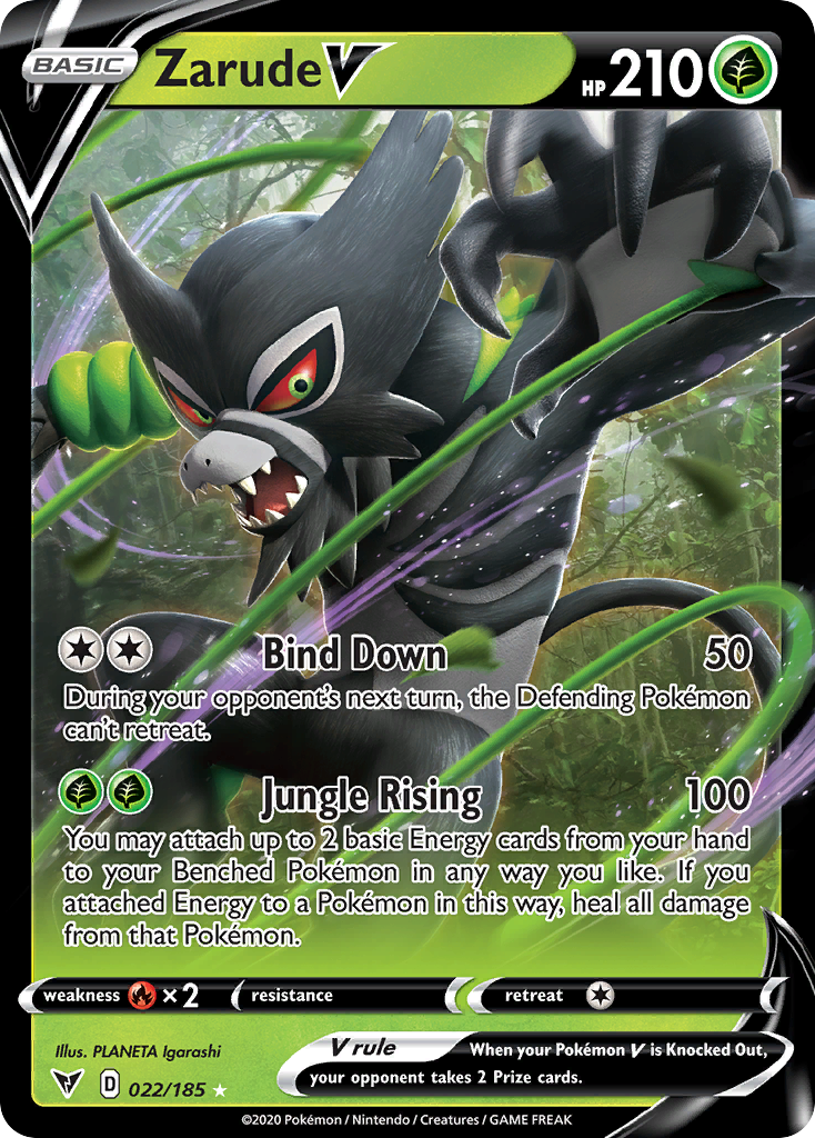 Zarude V 22 Rare Holo V card from Vivid Voltage