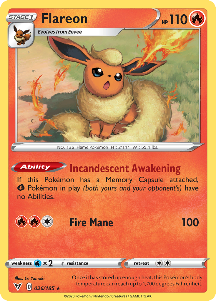Flareon 26/185 Rare card from Vivid Voltage