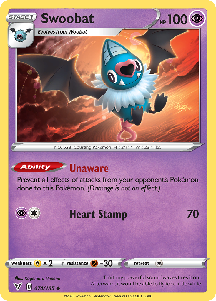 Swoobat 74/185 Uncommon card from Vivid Voltage