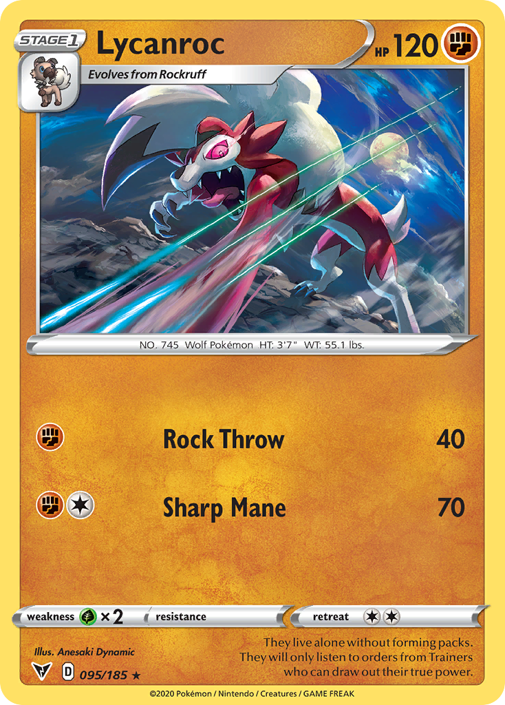 Lycanroc 95 Rare card from Vivid Voltage