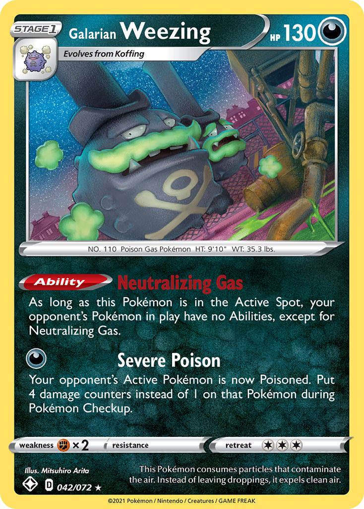 Galarian Weezing 42 Rare Holo card from Shining Fates