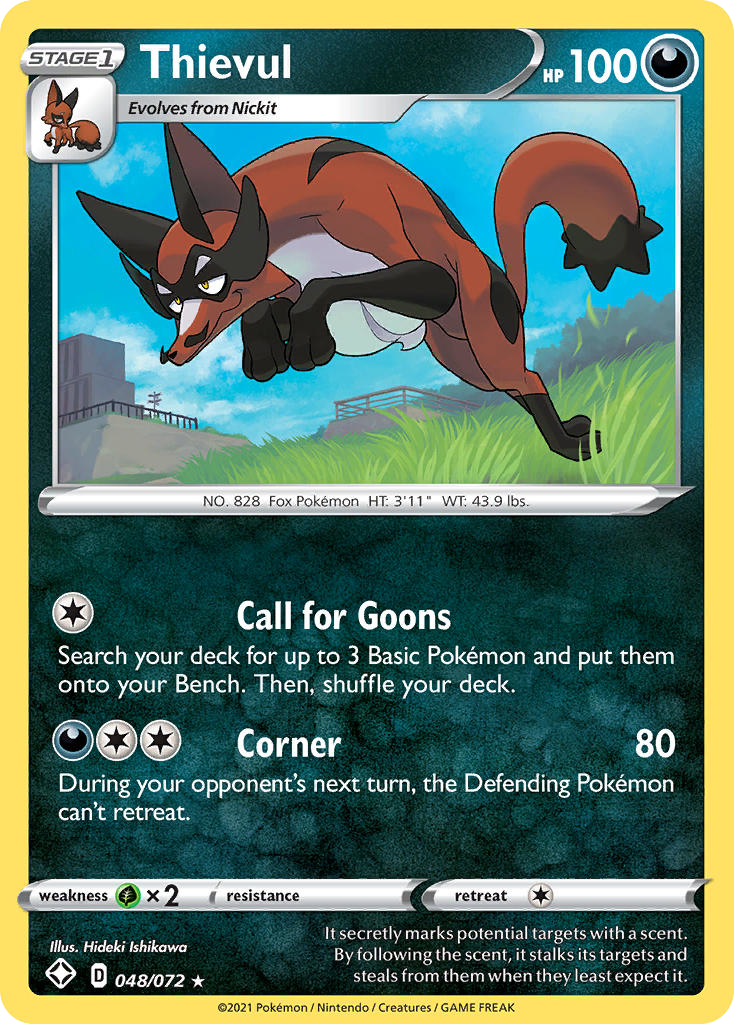 Thievul 48 Rare Holo card from Shining Fates