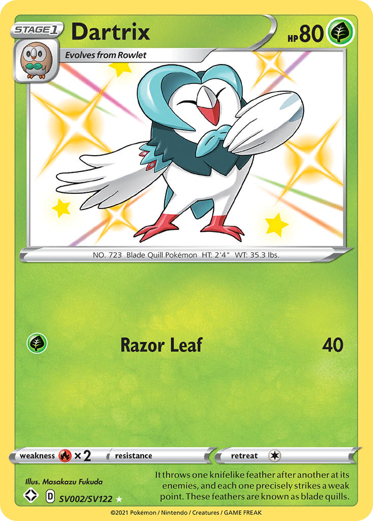 Dartrix SV002 Rare Shiny card from Shining Fates Shiny Vault