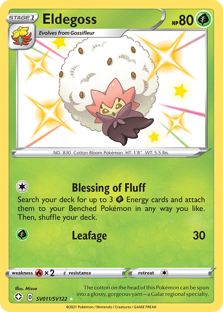 Eldegoss SV011 Rare Shiny card from Shining Fates Shiny Vault