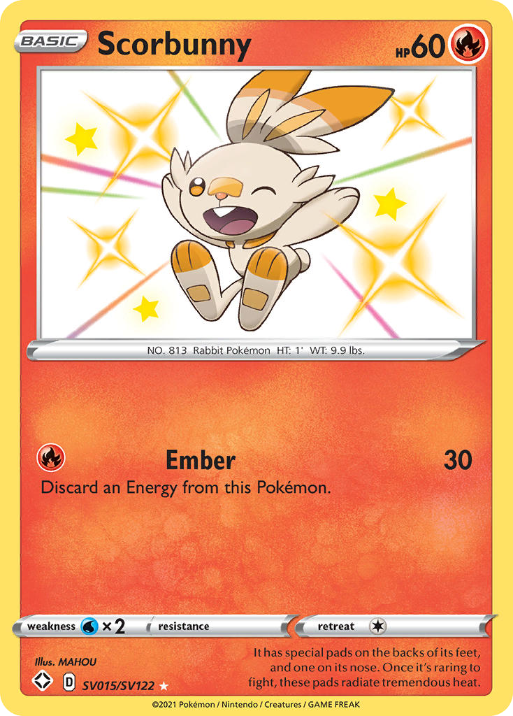 Scorbunny SV015 Rare Shiny card from Shining Fates Shiny Vault