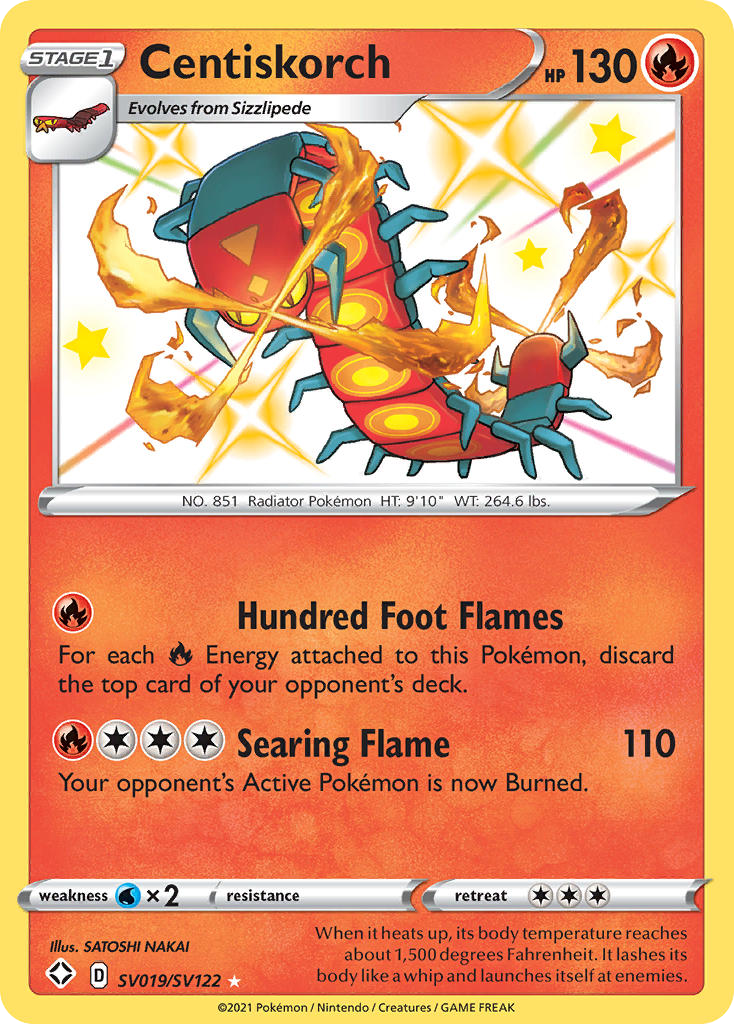 Centiskorch SV019 Rare Shiny card from Shining Fates Shiny Vault