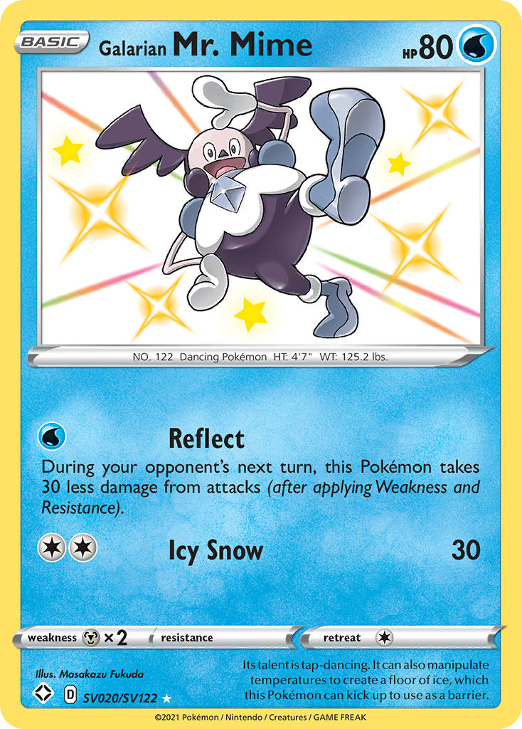 Galarian Mr. Mime SV020/122 Rare Shiny card from Shining Fates Shiny Vault