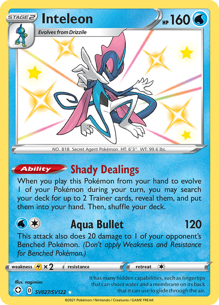 Inteleon SV027 Rare Shiny card from Shining Fates Shiny Vault