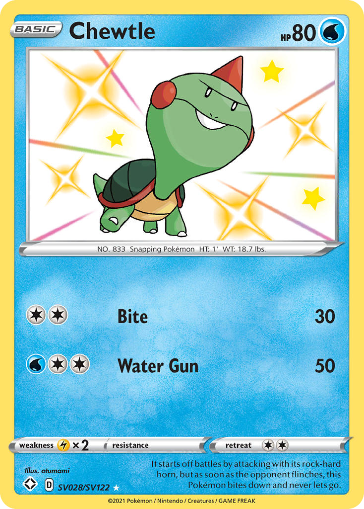 Chewtle SV028 Rare Shiny card from Shining Fates Shiny Vault