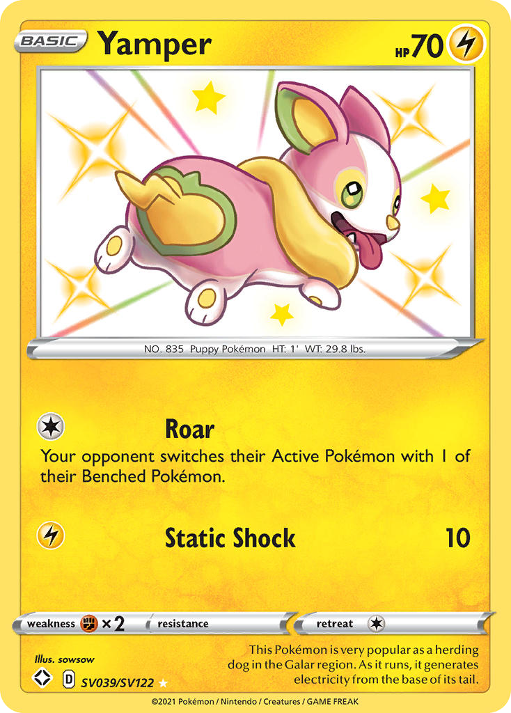 Yamper SV039 Rare Shiny card from Shining Fates Shiny Vault
