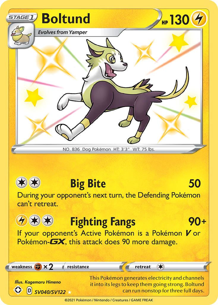 Boltund SV040 Rare Shiny card from Shining Fates Shiny Vault