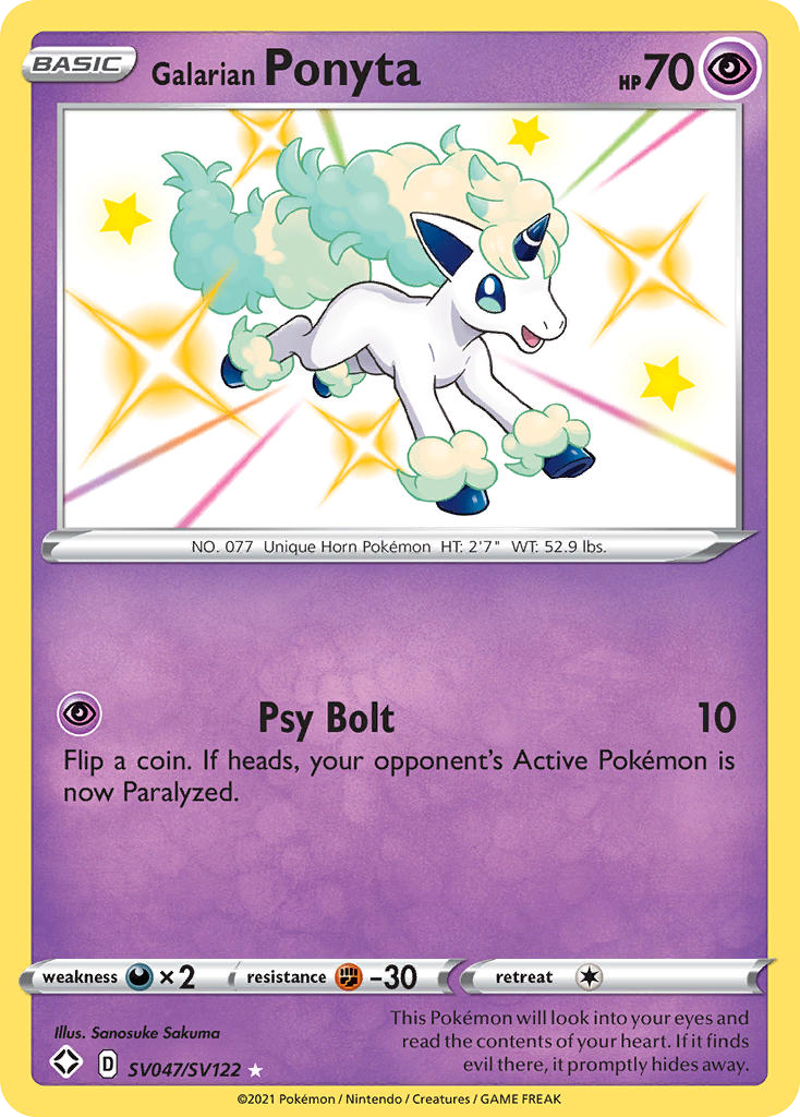 Galarian Ponyta SV047 Rare Shiny card from Shining Fates Shiny Vault