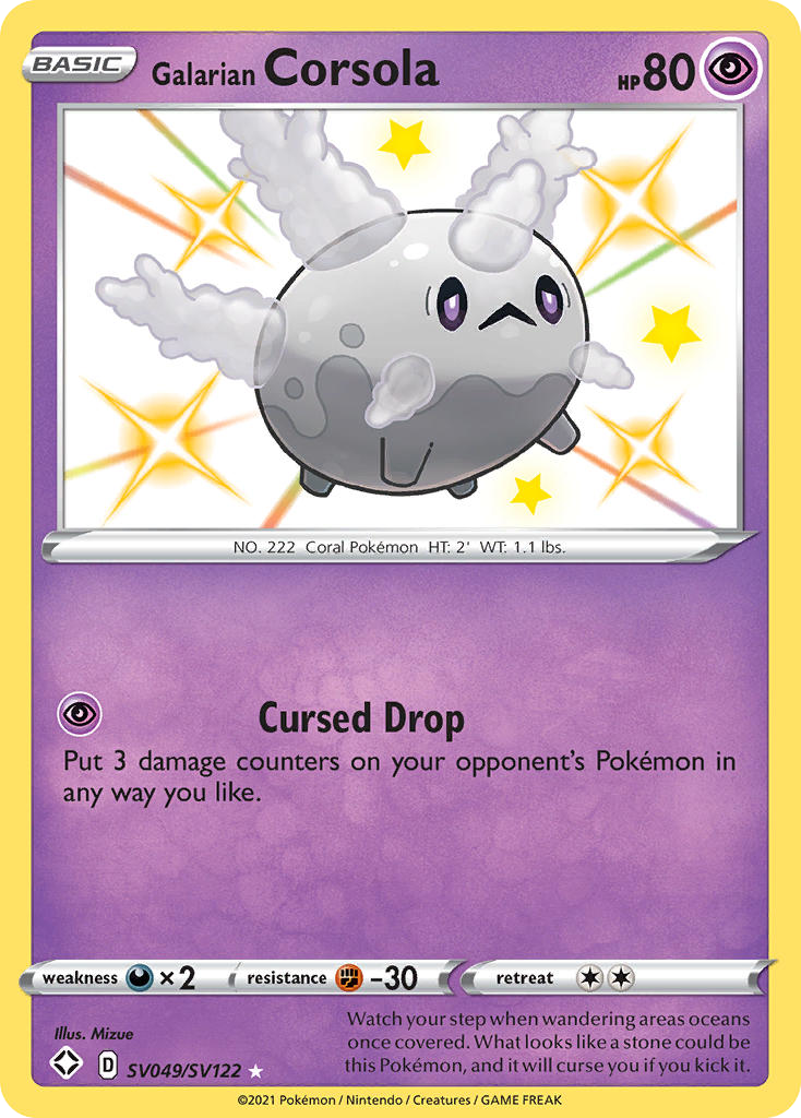 Galarian Corsola SV049 Rare Shiny card from Shining Fates Shiny Vault