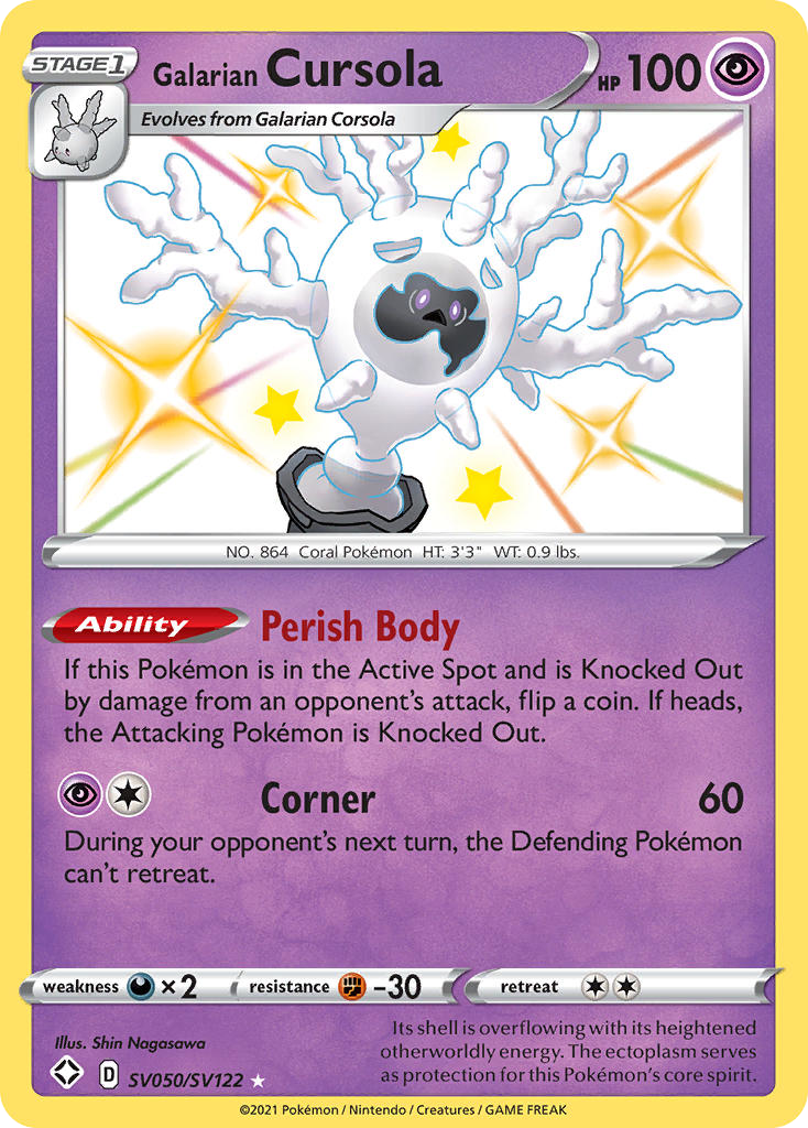 Galarian Cursola SV050 Rare Shiny card from Shining Fates Shiny Vault