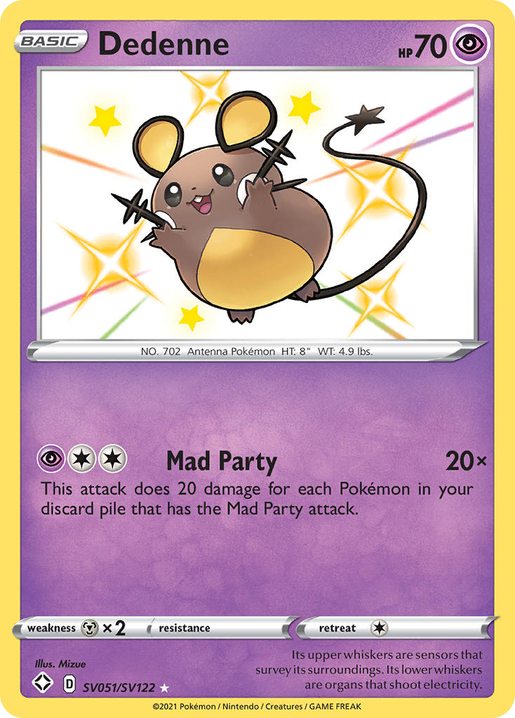 Dedenne SV051/122 Rare Shiny card from Shining Fates Shiny Vault