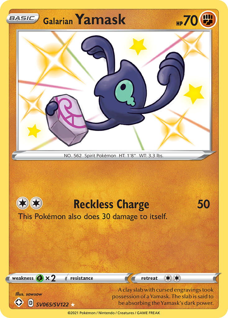 Galarian Yamask SV065/122 Rare Shiny card from Shining Fates Shiny Vault