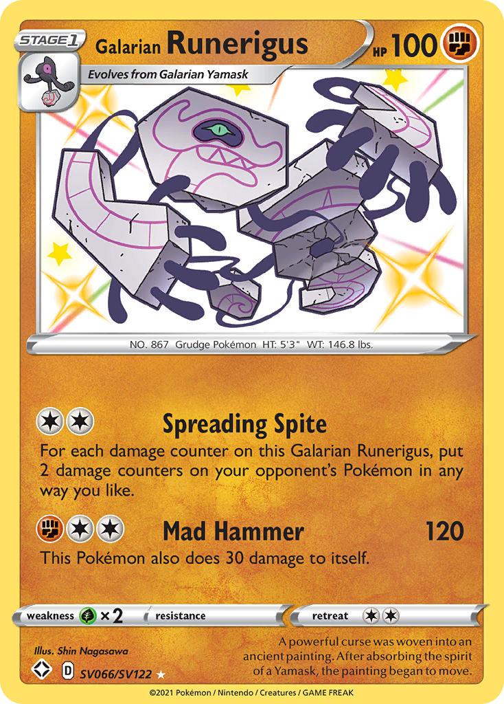 Galarian Runerigus SV066 Rare Shiny card from Shining Fates Shiny Vault