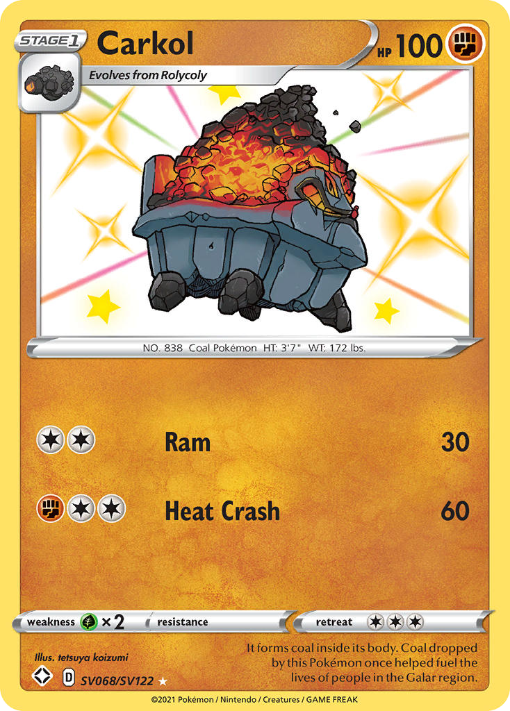 Carkol SV068/122 Rare Shiny card from Shining Fates Shiny Vault