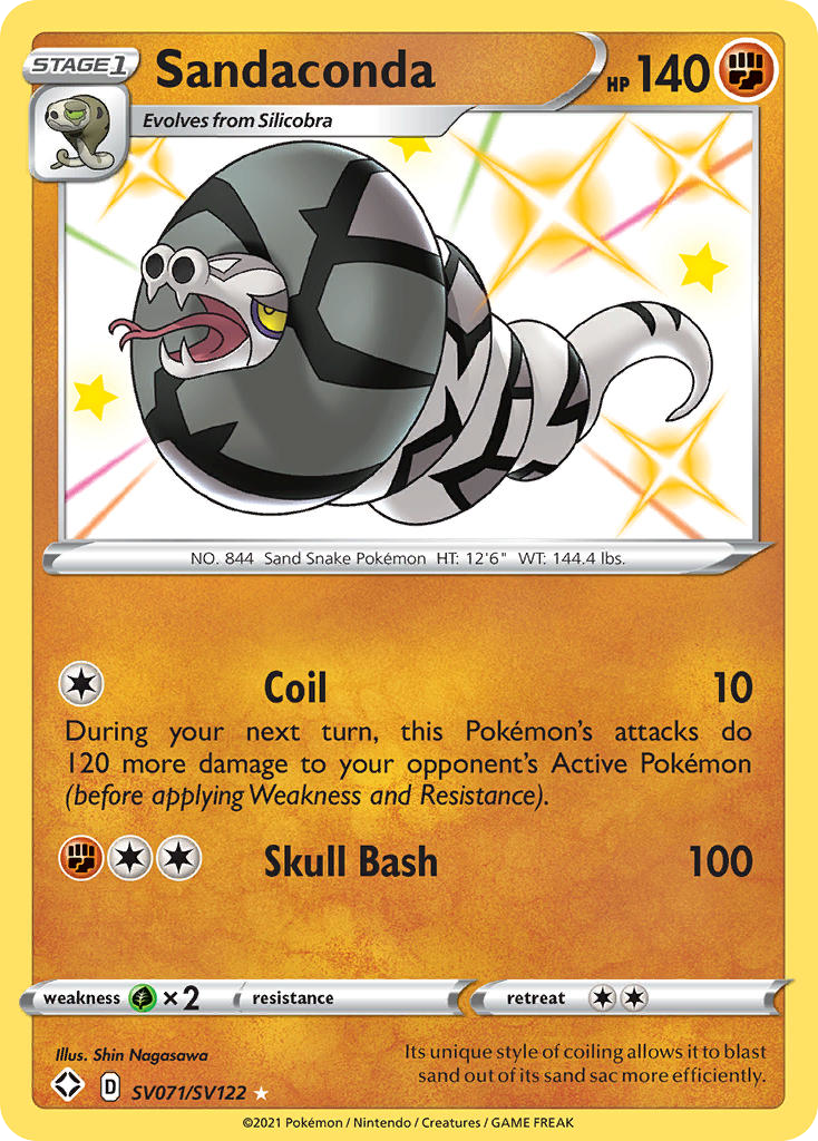 Sandaconda SV071 Rare Shiny card from Shining Fates Shiny Vault
