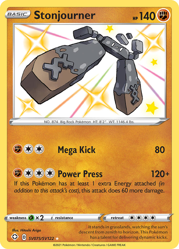 Stonjourner SV075 Rare Shiny card from Shining Fates Shiny Vault