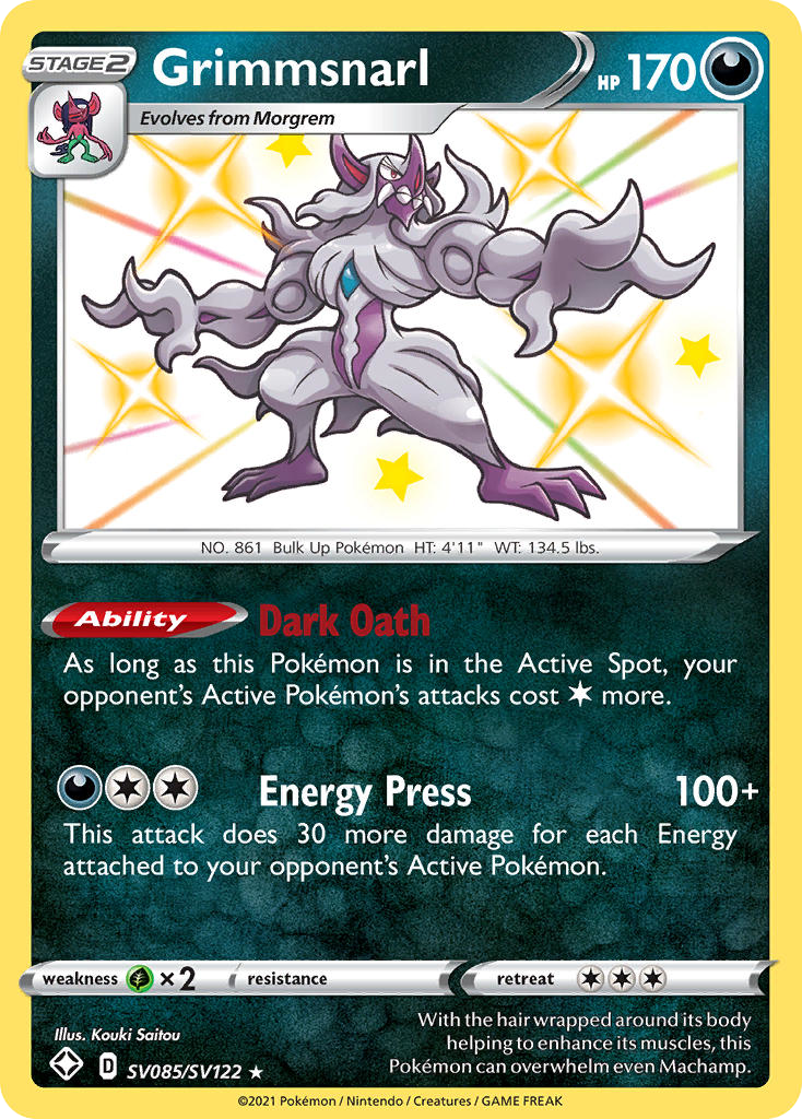 Grimmsnarl SV085 Rare Shiny card from Shining Fates Shiny Vault