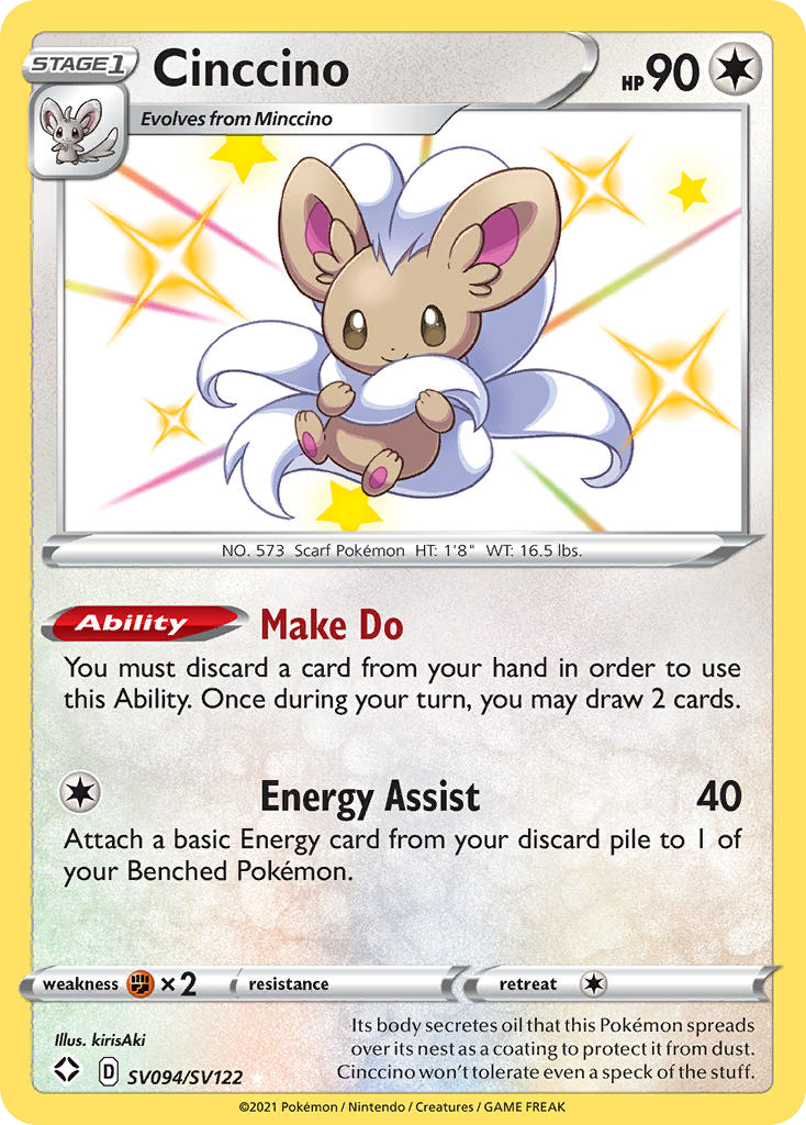Cinccino SV094 Rare Shiny card from Shining Fates Shiny Vault