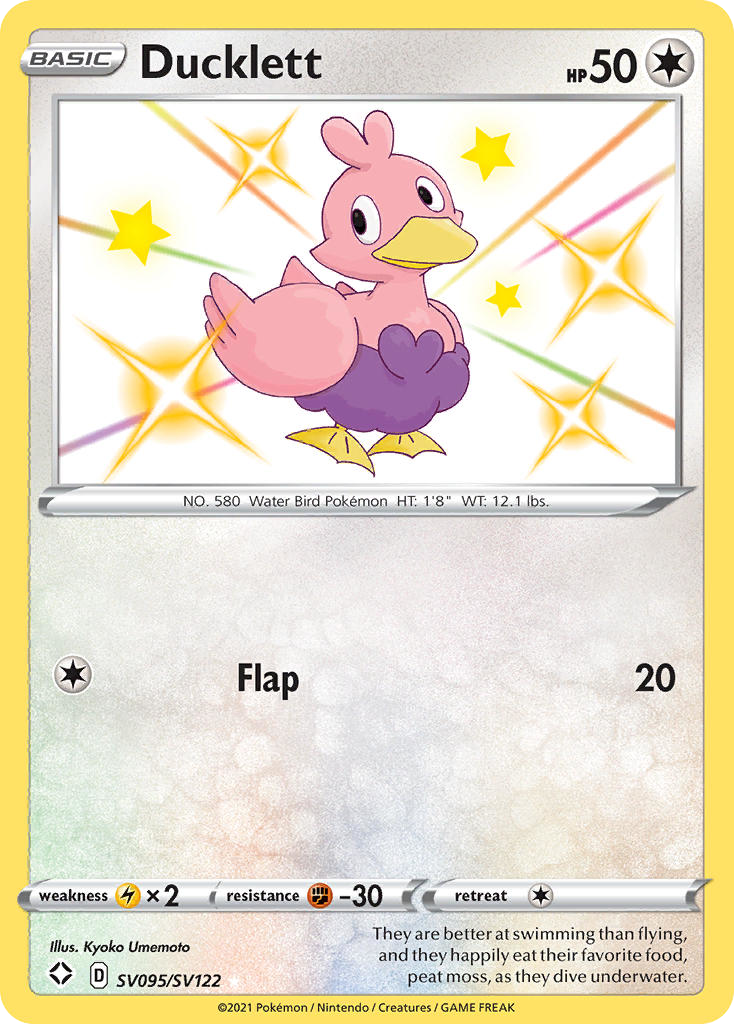 Ducklett SV095 Rare Shiny card from Shining Fates Shiny Vault
