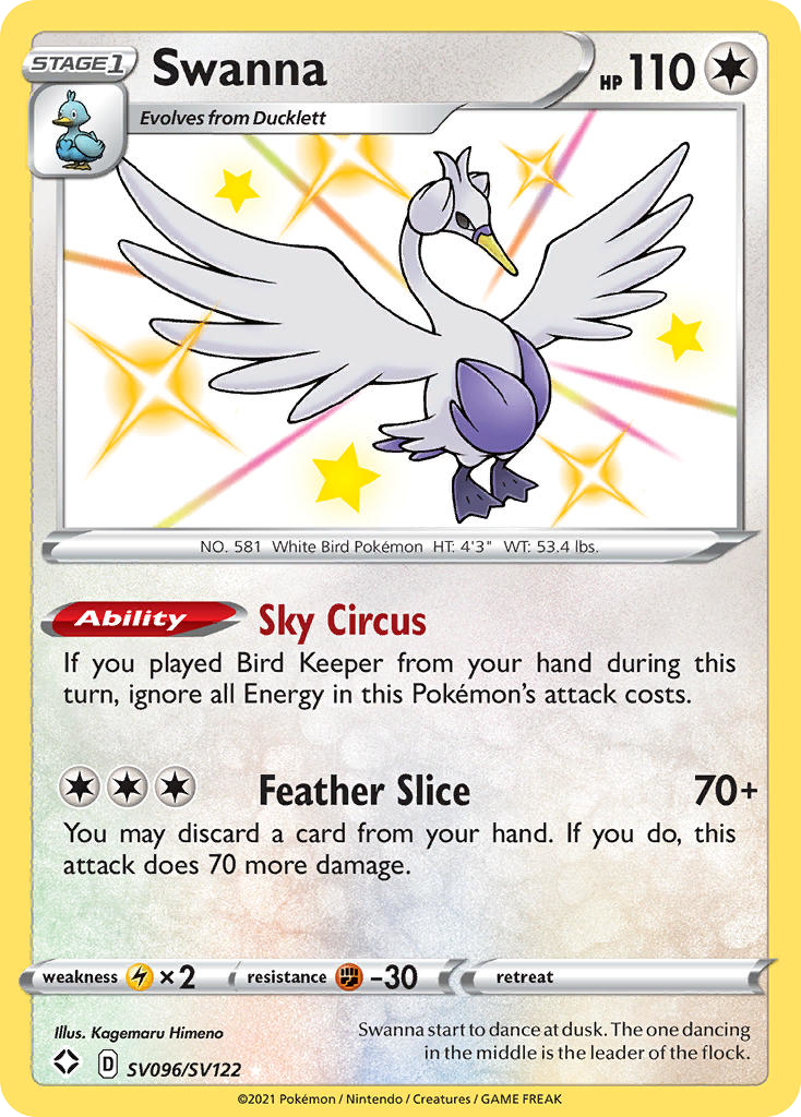Swanna SV096/122 Rare Shiny card from Shining Fates Shiny Vault