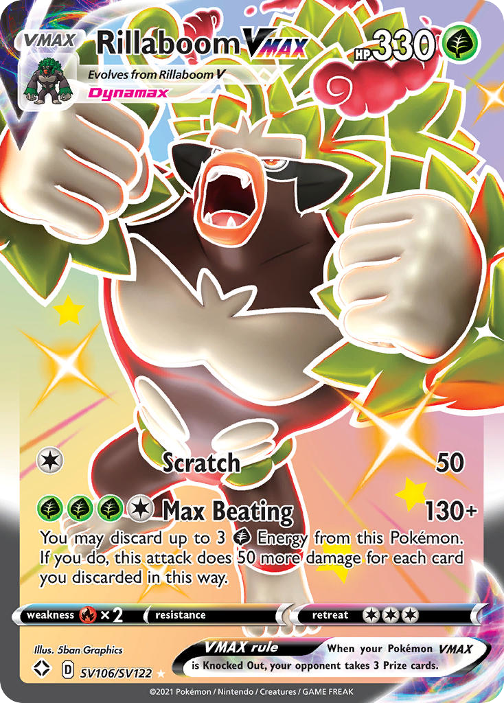 Rillaboom VMAX SV106 Rare Holo VMAX card from Shining Fates Shiny Vault