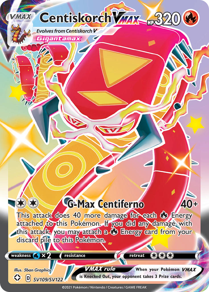 Centiskorch VMAX SV109/122 Rare Holo VMAX card from Shining Fates Shiny Vault