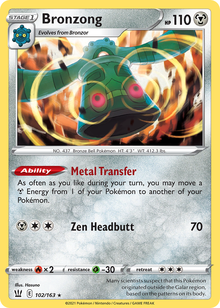 Bronzong 102 Rare Holo card from Battle Styles