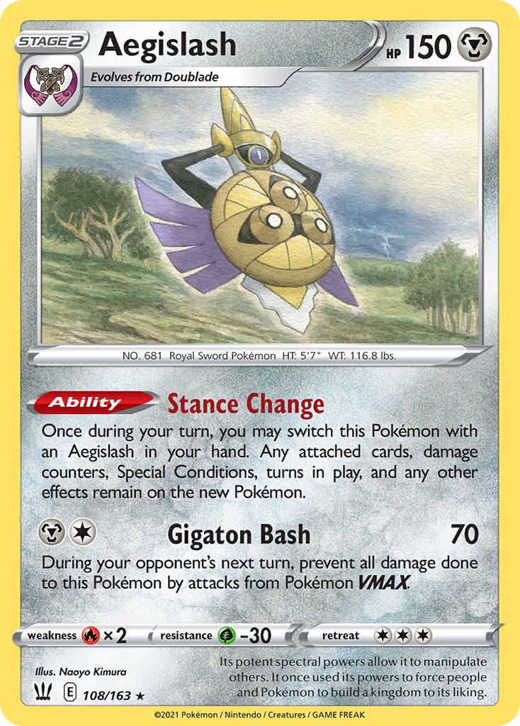 Aegislash 108/163 Rare card from Battle Styles