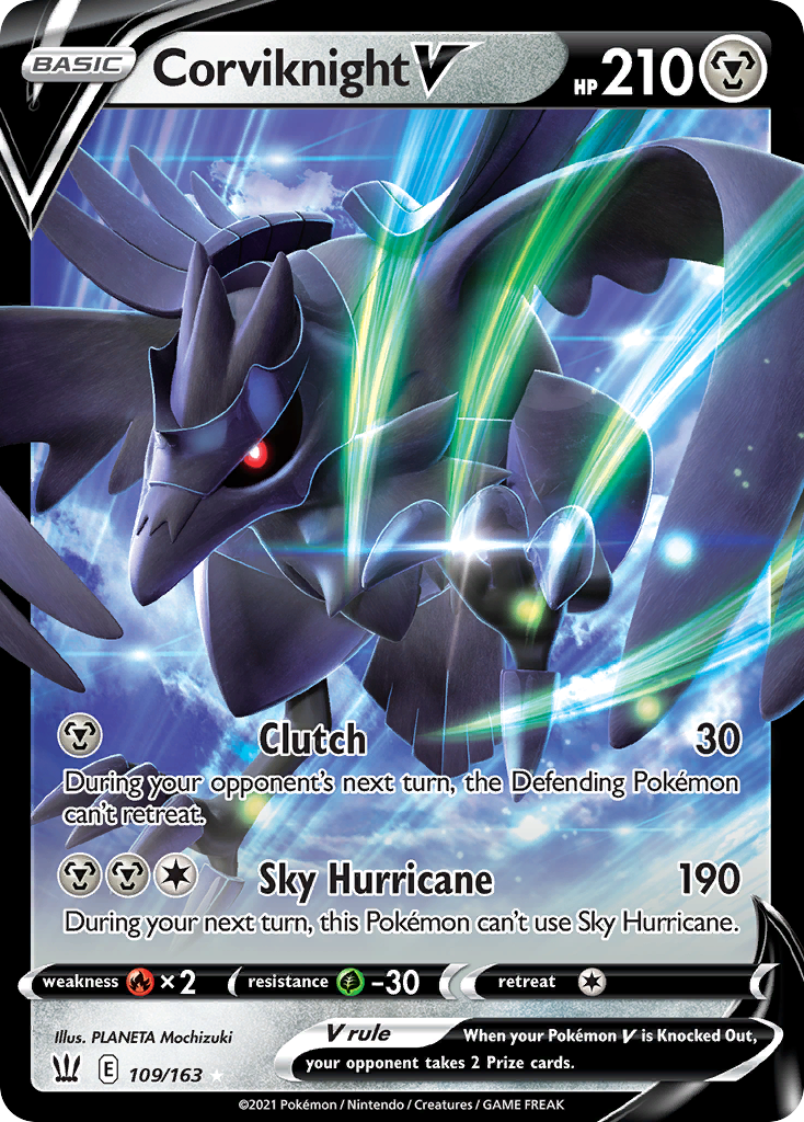 Corviknight V 109 Rare Holo V card from Battle Styles