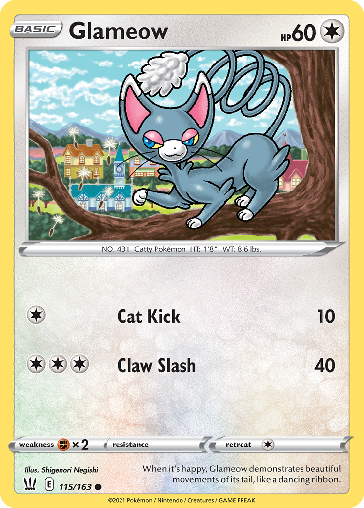 Glameow 115 Common card from Battle Styles
